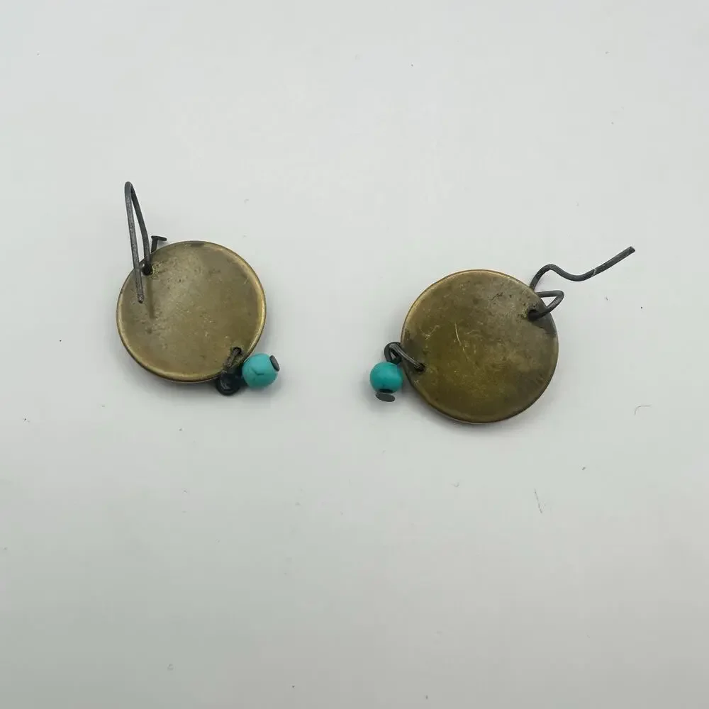Artisan Jewelry Set Black Green Boho Jewelry Adjustable Ring Earring Lot of 2